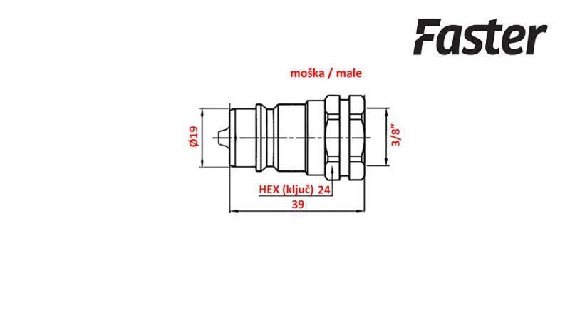 HITRA SPOJKA TRACTOR MOŠKA 3/8 Faster
