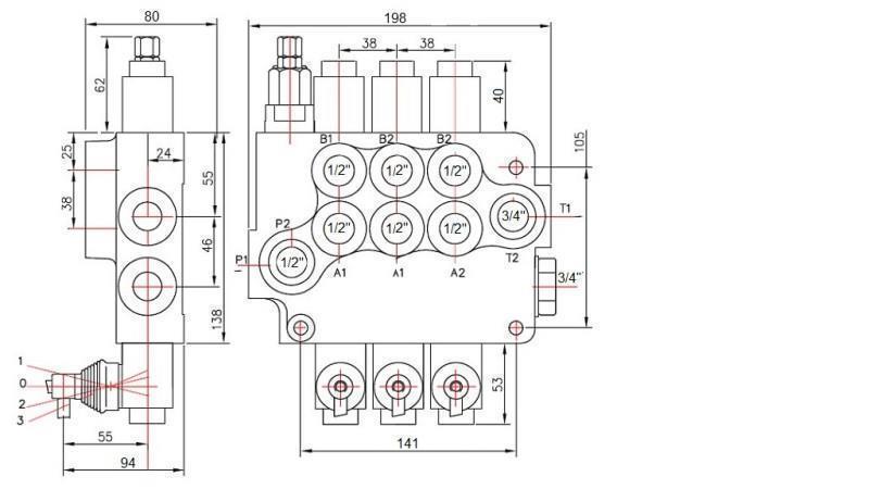 HYDRAULIC VALVE 3xP80