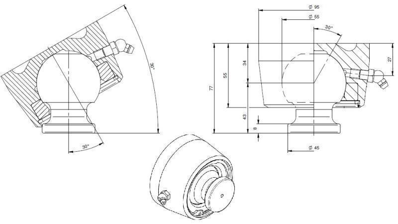 KROGLA ZA TELESKOPSKI CILINDER FI 55 max. 15 Ton