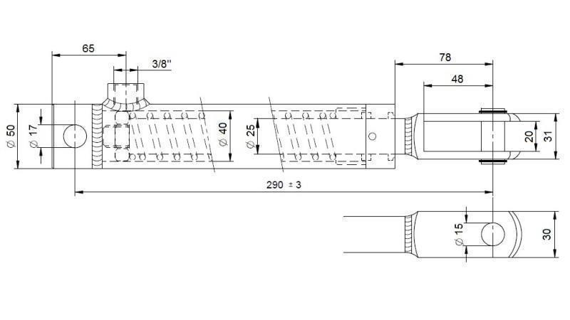 BRAKE CYLINDER WITH INTERNAL SPRING 25/70mm