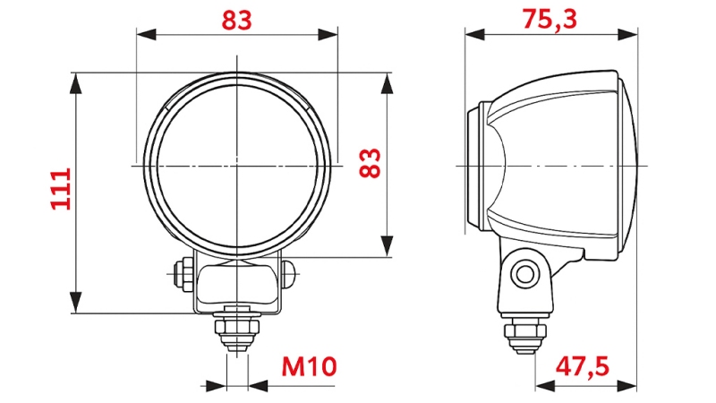 OKRĄGŁA LAMPA ROBOCZA CIĄGNIKA H3 HELLA HALOGEN
