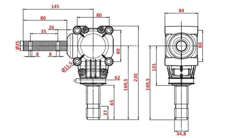 ANGULAR REDUCTOR L-150J 1:1 (12HP-9kW)