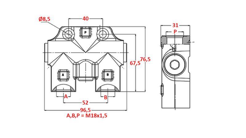 HYDRAULICKÝ VENTIL ZNAČKOVAČ JEDNOSMERNÉ M18x1,5