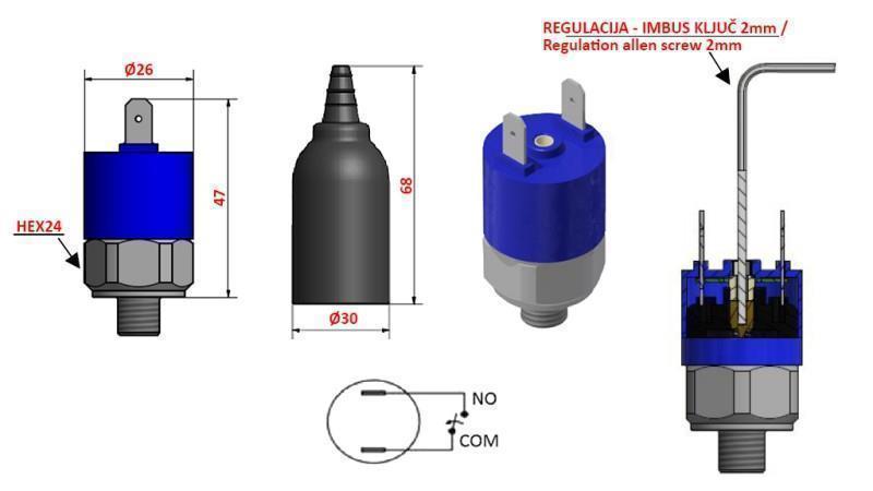 HIDRAVLIČNO TLAČNO STIKALO K4 - NO 5-50 BAR (MAX.200BAR)
