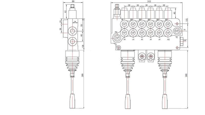 HID. VENTIL 6xP80   2x JOYSTIC