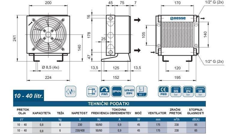 HLADNJAK ULJA AC 230V HY01001 10-40 LIT