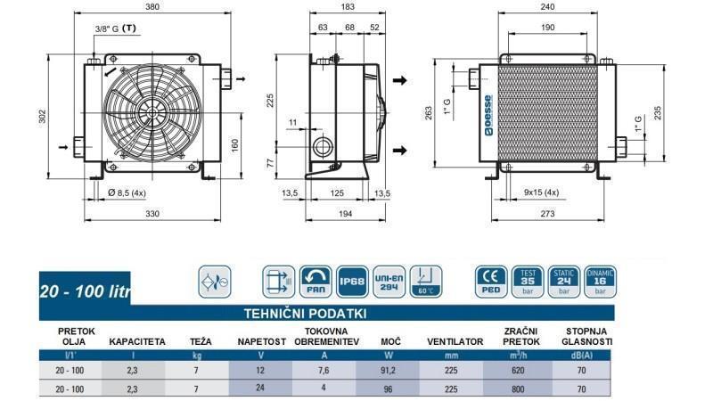 ENFRIADOR DE ACEITE DC 12V HY01802 20-100 LIT