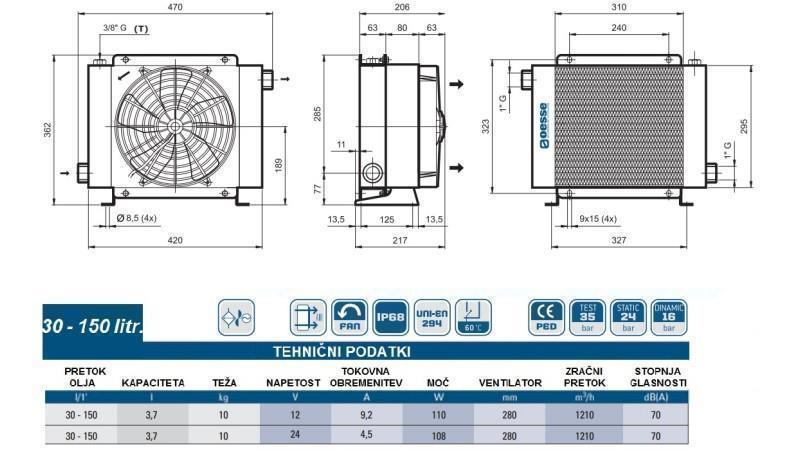 HLADILNIK OLJA DC 12V HY02402 30-150 LIT