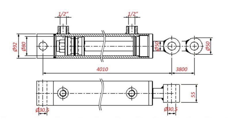 HYDRAULIKZYLINDER FÜR ABSCHLEPPDIENST - HOLE 80/50-3800