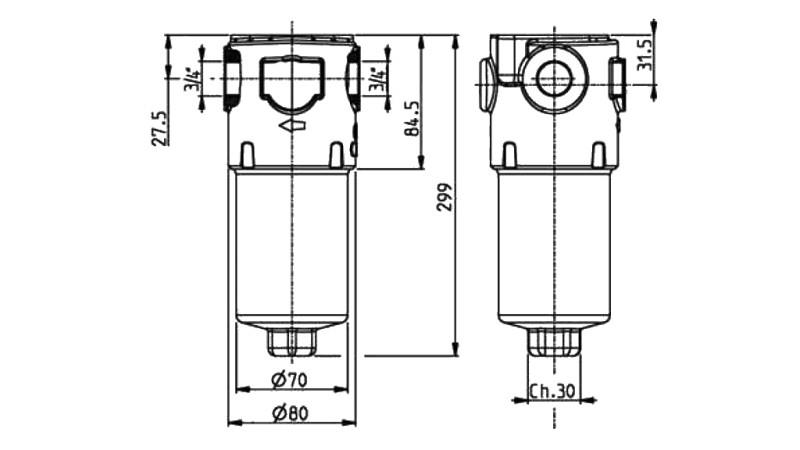 HIDRAVLIČNI TLAČNI FILTER IKRON 3/4 - 10u - 110LIT - 310bar
