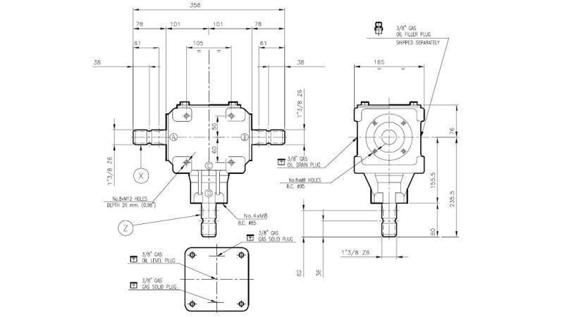 ANGULAR REDUCTOR T-27J 1:1 (55HP-40,4kW)