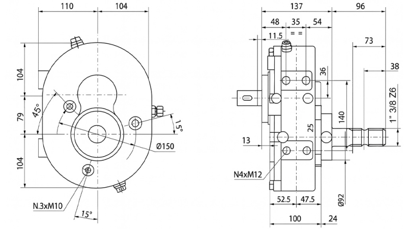INVERSIONE DEL RIDUTTORE A-3A 1:1 (30HP-22,1kW)