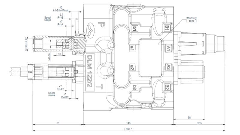 VANNE DE CONTRÔLE HYDRAULIQUE DLM-122/2 2XP80 L/MIN SENSIBILITÉ DE CHARGE AVEC FONCTION FLOTTANTE