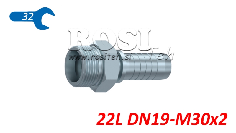 POŁĄCZENIE HYDRAULICZNE CEL 22 L Z MĘSKIM DN19-M30X2
