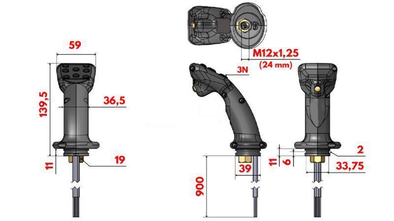 JOYSTICK ZDALNEGO STEROWANIA - 3 PRZYCISKI