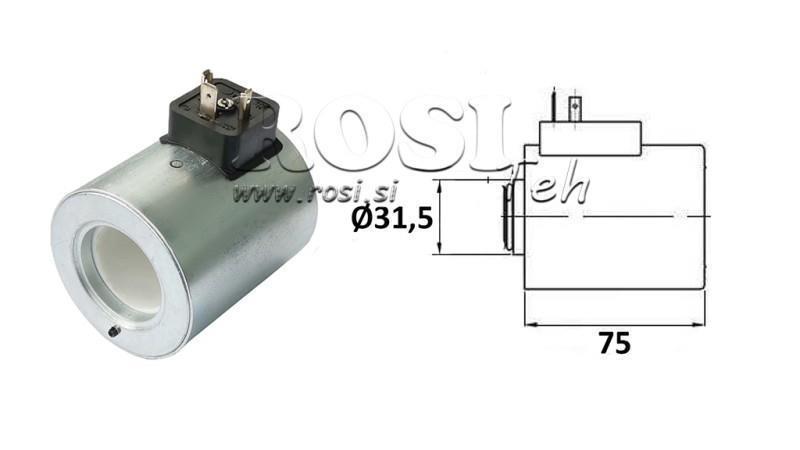 BOBINA ELETTROMAGNETICA 230V AC PER VALVOLA CETOP 5 - fi 31,4mm-75mm 37W IP65