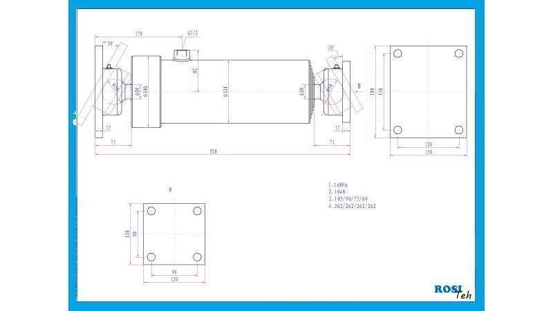 TELESKOPSKI CILINDER 4 STOPNJE 1050mm K4B-10T
