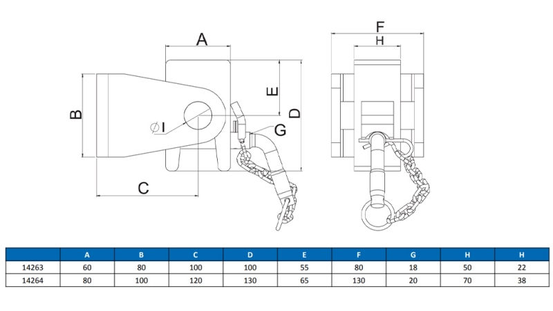 TIPPER ZYLINDERHALTER FÜR GABELSTAPLER 60x80mm eco