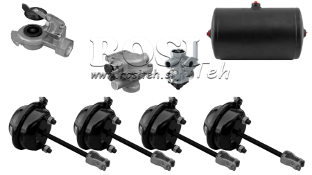 SET OF AIR BRAKES FOR TRAILER COMPLETE SINGLE CIRCULAR SYSTEM 4 CYLINDERS