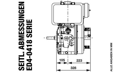 DIESELMOTOR 418cc-7,83kW-10,65HP-3.600 U/min-H-KW25x88-manueller start