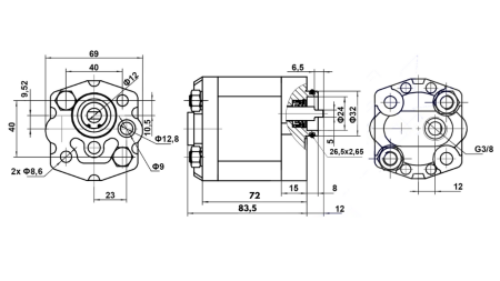 POMPE HYDRAULIQUE 10C2,1X302 2,1 CC DROITE
