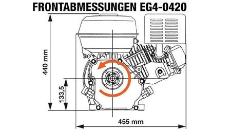 bencinski motor EG4-420cc-9,6kW-13,1HP-3.600 U/min-H-KW25x63-ročni zagon