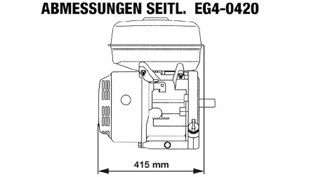 gasoline engine EG4-420cc-9,6kW-13,1HP-3.600rpm-H-KW25x63-hand start