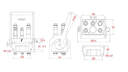 GIUNTO MULTI-FASTER 3PLK 5VIE BSP 3×3/8 2×9/16 PARTE FISSA