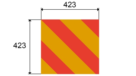 ALU FIGYELEM JELZŐ TÁBLA JÁRMŰVEK ÉS KIEGÉSZÍTŐK RÉSZÉRE DIM.423X423MM