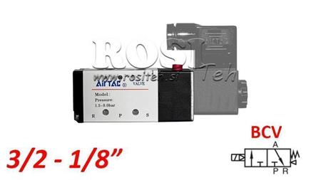 VÁLVULA ELÉCTRICA NEUMÁTICA 3/2 MONOSTABLE 1/8 PRT-0532-BCV