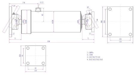 CILINDRO TELESCOPICO 4 GRADI  1050mm K4B-10T