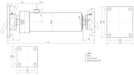 TELESCOPIC CYLINDER 4 EXTENSIONS  1050MM K4B-7T