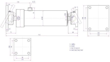 CILINDRO TELESCOPICO 4 GRADI  1050mm K4B-7T