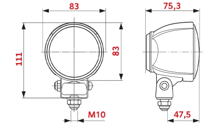 OKRĄGŁA LAMPA ROBOCZA CIĄGNIKA H3 HELLA HALOGEN