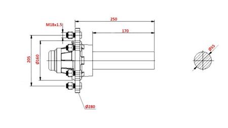 HALBACHSE 3000 kg l.250 mm