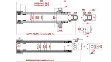 ТЕЛЕСКОПИЧЕН ЦИЛИНДЪР TECHNOSTROJ ход 520mm
