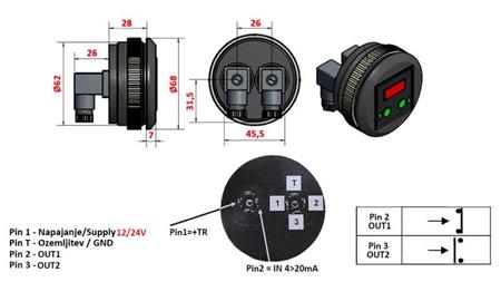 ELEKTRISCHER DRUCKSCHALTER MIT MANOMETER KD59 0-400 BAR