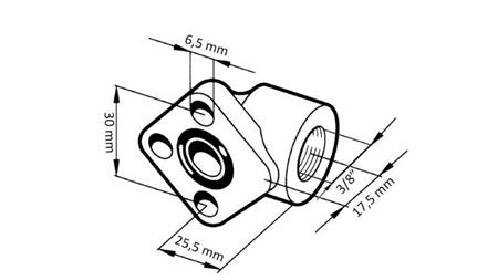 CONNETTORE PER TUBO 3/8 - FLANGIA AD ANGOLO fi 30