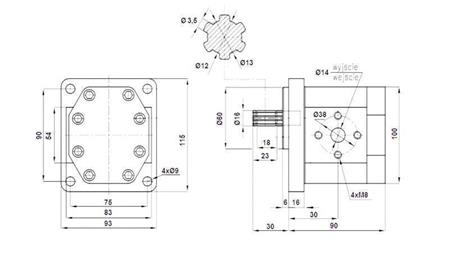 HYDRAULICKÉ ČERPADLO NSZ 10 - 6 ZOB 10 CC PRAVÉ