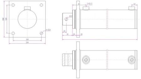 HYDRAULIC CYLINDER FOR LOG SPLITTER WITH MONTAGE PLATE 100/50-1000