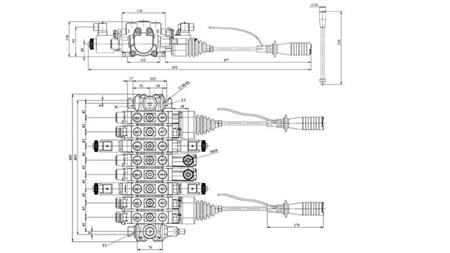 VÁLVULA HIDRÁULICA HIAB 8xPC70 2x JOYSTICK - CONTROL ELÉCTRICO 12V