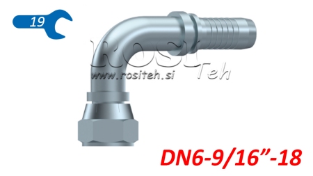 HYDRAULISCHER ANSCHLUSS DKJ JIC74° WEIBLICH KNIE 90° DN6-9/16-18