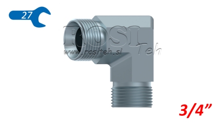 ÎNCHIDERE HIDRAULICĂ 90° BSP SCURT BĂRBATĂ-BĂRBATĂ 3/4