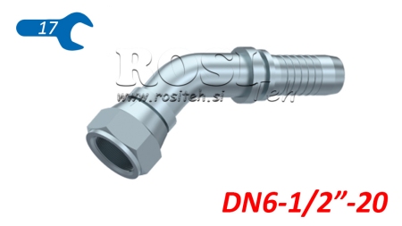 HYDRAULISCHE AANSLUITING DKJ JIC74° VROUWELIJKE ELBOW 45° DN6-1/2-20