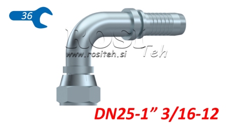 HYDRAULISCHER ANSCHLUSS DKJ JIC74° WEIBLICH KNIE 90° DN25-13/16-12