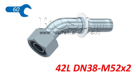 HYDRAULISCHE AANSLUITING DKOL 42L VROUWELIJKE ELBOW 45 DN38-M52X2