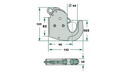GANCHO AUTOMÁTICO PARA ENGANCHE DE TRACTOR HIDRÁULICO CAT.1 ECO - dimensiones