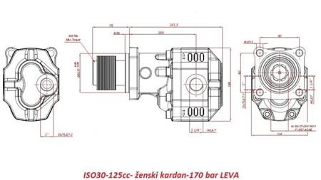 HIDRAVLIČNA LITOŽELEZNA ČRPALKA ISO30-125cc- ženski kardan-170 bar LEVA