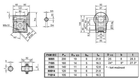 PMRV-50 REDUKTOR ZA ELEKTROMOTOR MS80 (0,55-0,75kW) RAZMERJE 7,5:1