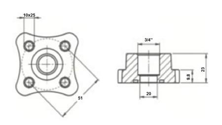 4 HOLE FLANGE 3/4 Dia.51